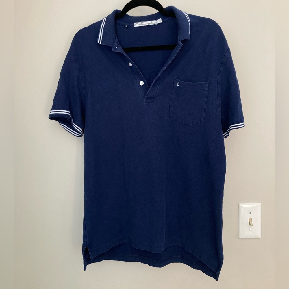 Criquet Blue and White Players Pocket Polo Shirt with Classic Design